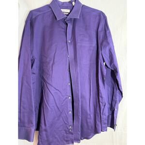 Joseph Abboud Men's Cotton Button Up Long Sleeve Shirt Purple 18 1/2 36/37